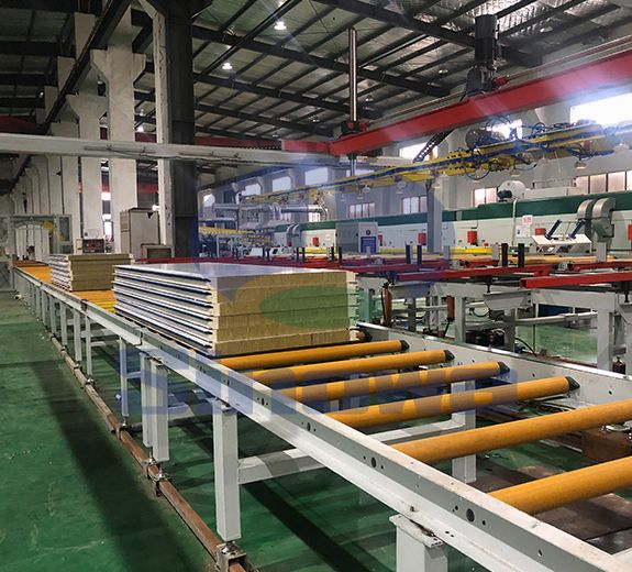 Edge Sealing Rock Wool Color Steel Sandwich Panel Line,Sinowa